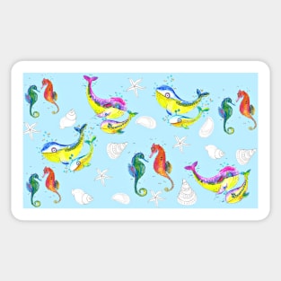 whales and seahorses Sticker
